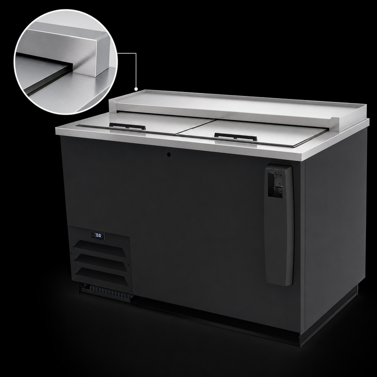 Product image #4 for Beverage-Air Frosty Brew Deep Well Flat Top Horizontal Bottle Cooler with Sliding Lids, 50-Inch, 13.7 Cu. Ft.