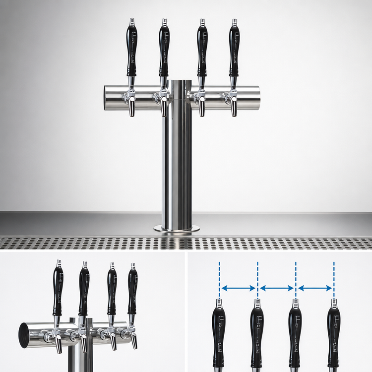 Product image #4 for Perlick Avenue 4-Faucet Countertop Glycol-Cooled T-Pipe Draft Beer Tower