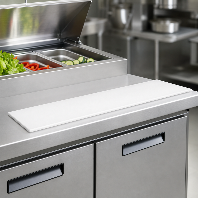 Product image #4 for Beverage-Air 10-Inch White Poly Cutting Board for SPE72/72M and SPED72 Prep Tables