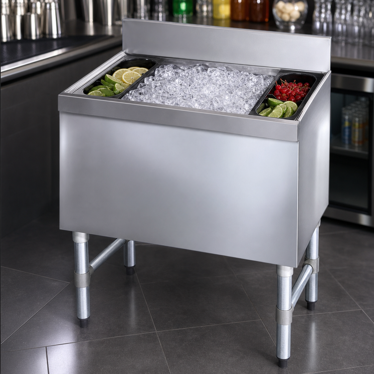 Product image #4 for Advance Tabco Underbar Basics 36-Inch Wide Non-Cold Plate Bar Ice Bin with 12-Inch Deep Chest