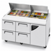 Thumbnail image #4 for Turbo Air Super Deluxe 72 5/8-Inch Three-Section Sandwich/Salad Prep Table with 18-Pan Opening, 4 Drawers, and 1 Right-Hinged Door