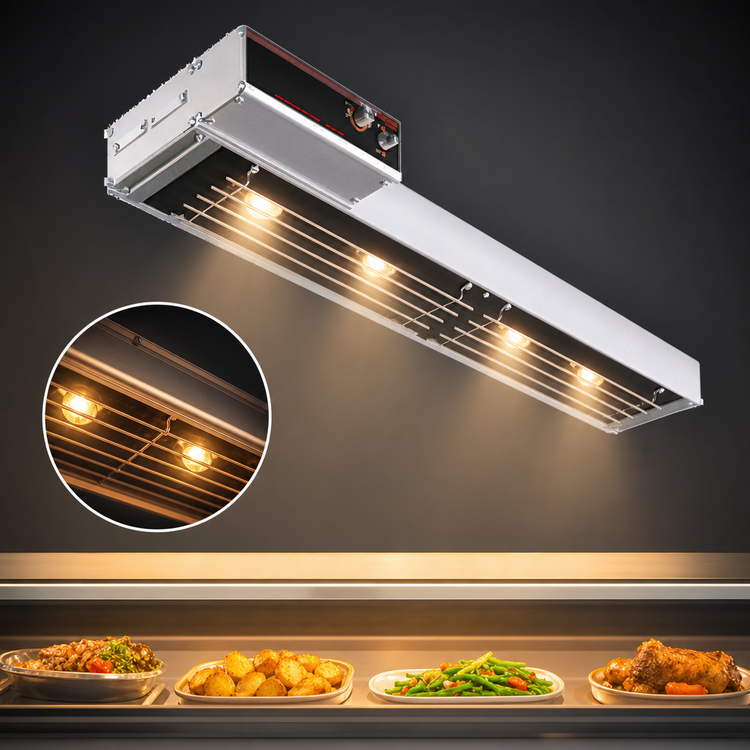 Product image #4 for Hatco Glo-Ray 48-Inch 240V Lighted Dual Infra-Black Strip Heater with 6-Inch Spacer