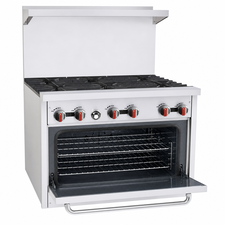 Product image #4 for BakeMax Restaurant Series 36-Inch Natural Gas Commercial Range with 6 Open Burners and Standard Oven
