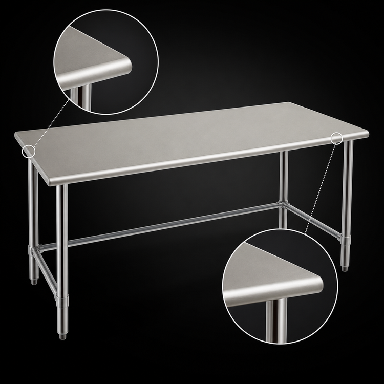 Product image #4 for Spec-Master 84-Inch x 48-Inch Stainless Steel Work Table with Open Base and Adjustable Bullet Feet