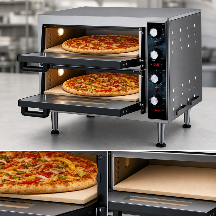 Product image #4 for Waring Commercial Double-Deck Countertop Electric Pizza Oven with 2 Ceramic 14-Inch Decks