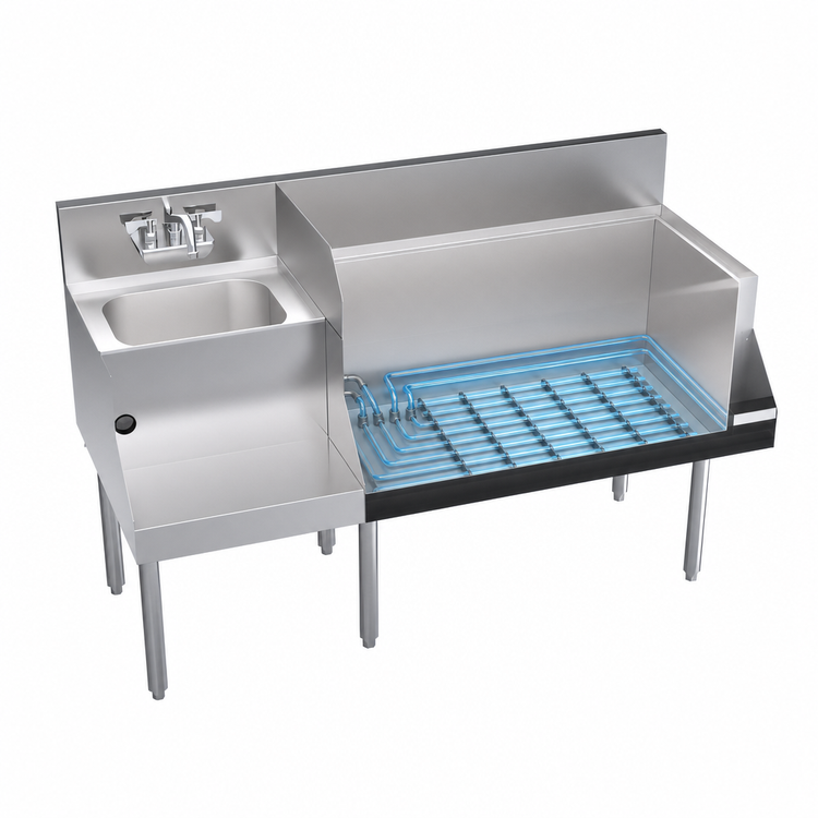 Product image #4 for Krowne Royal Series 54-Inch Right Ice Bin Underbar Cocktail Station with 18-Inch Blender Dump Sink and 10-Circuit Cold Plate