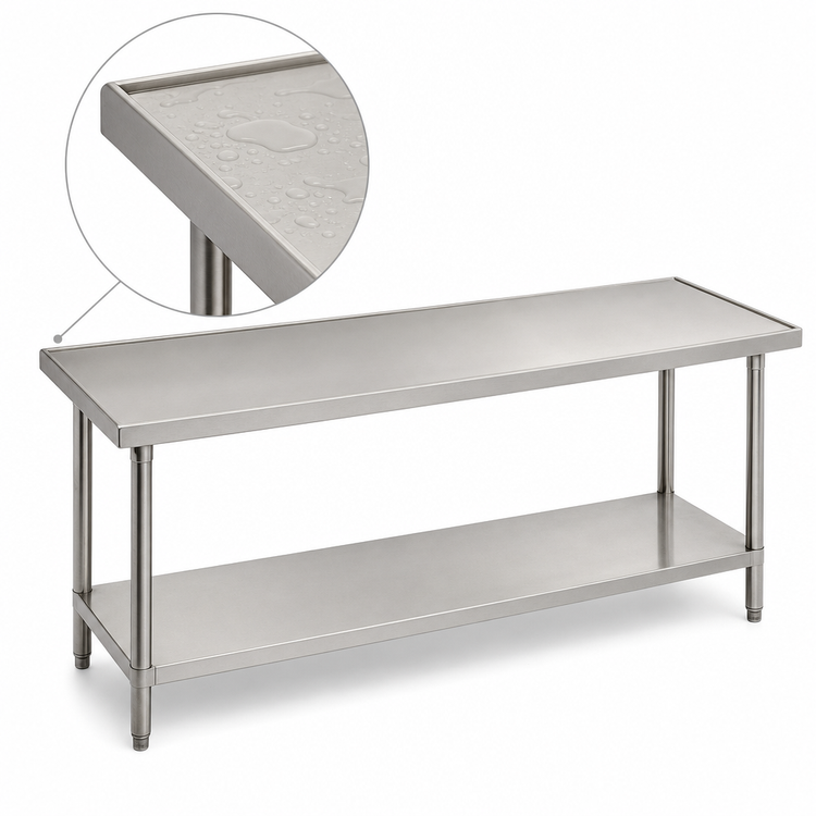 Product image #4 for Advance Tabco 108 Inch x 24 Inch 14 Gauge 304 Stainless Steel Flat Top Work Table with Adjustable Undershelf
