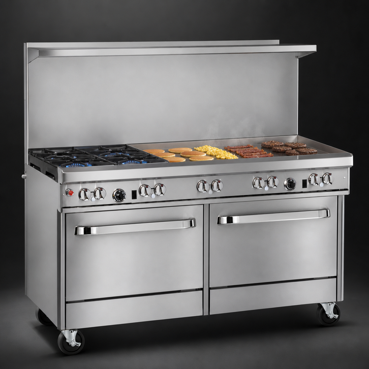 Product image #4 for Southbend Ultimate 60-Inch Gas Restaurant Range with 4 Star/Sauté Burners, 36-Inch Griddle, Standard Oven, and Cabinet Base
