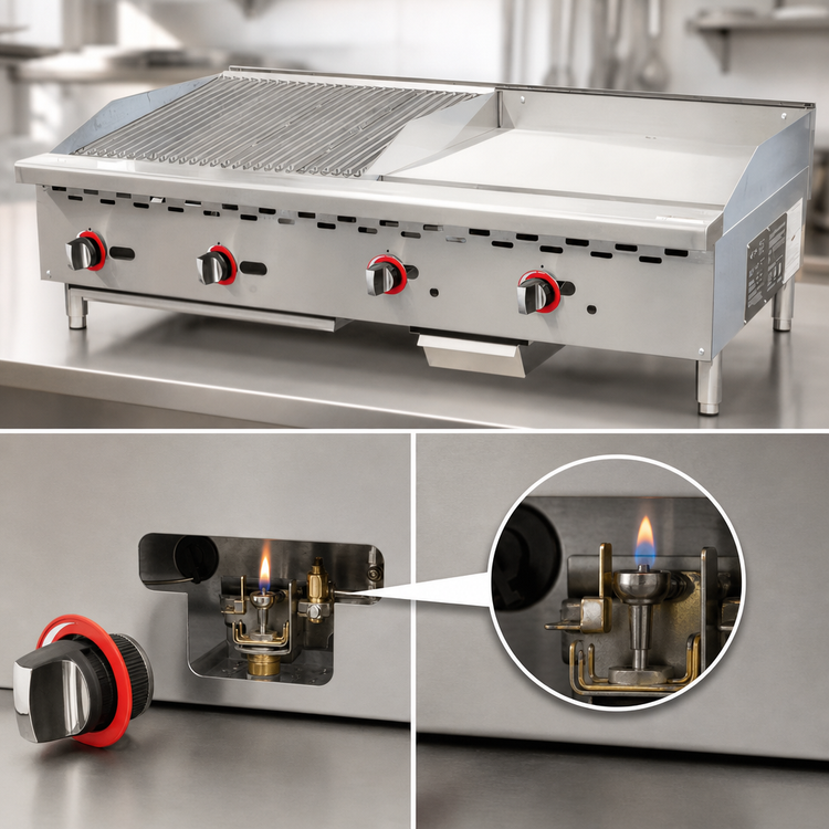 Product image #4 for Countertop Natural Gas Char-Broiler and Griddle Combo, 48-Inch Wide