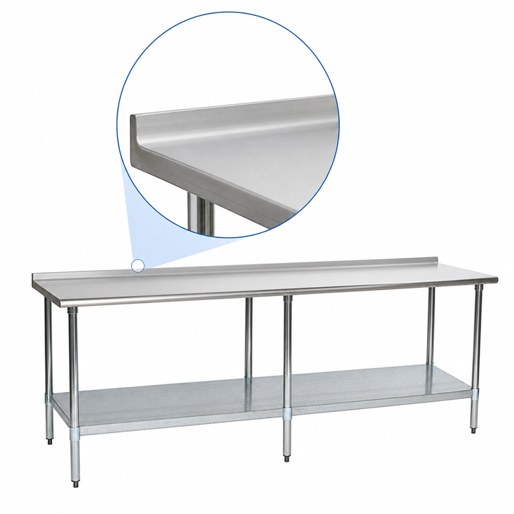 Product image #4 for Eagle Group Deluxe Series 144-Inch x 30-Inch Stainless Steel Work Table with 1-1/2-Inch Rear Upturn and Galvanized Undershelf