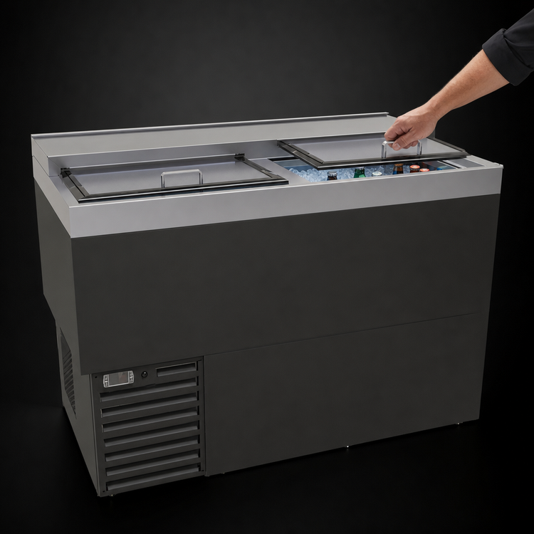 Product image #4 for Glastender MF48-B 48-Inch Underbar Glass Froster with Black Vinyl Exterior and Top Sliding Doors
