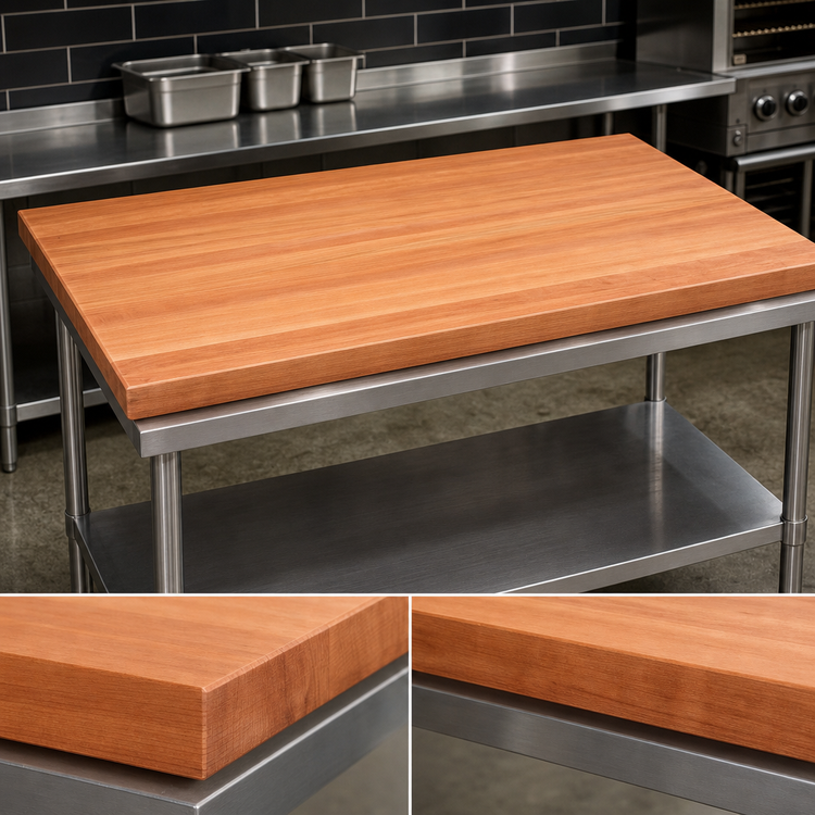 Product image #4 for John Boos Boos Block 48"W x 36"D x 2-1/4" Thick American Cherry Edge Grain Kitchen Countertop