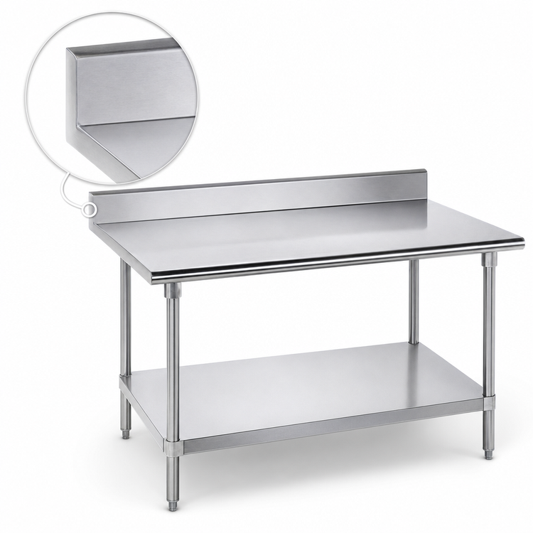 Product image #4 for Advance Tabco KMS-369 Stainless Steel Work Table with 5-Inch Backsplash and Adjustable Undershelf, 108 x 36 Inches