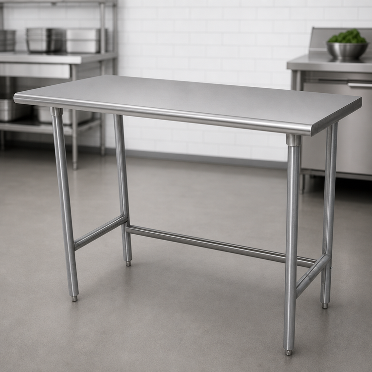 Product image #4 for Advance Tabco 84-Inch x 36-Inch 16 Gauge 304 Stainless Steel Flat-Top Work Table with Open Base