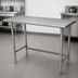 Thumbnail image #4 for Advance Tabco 84-Inch x 36-Inch 16 Gauge 304 Stainless Steel Flat-Top Work Table with Open Base