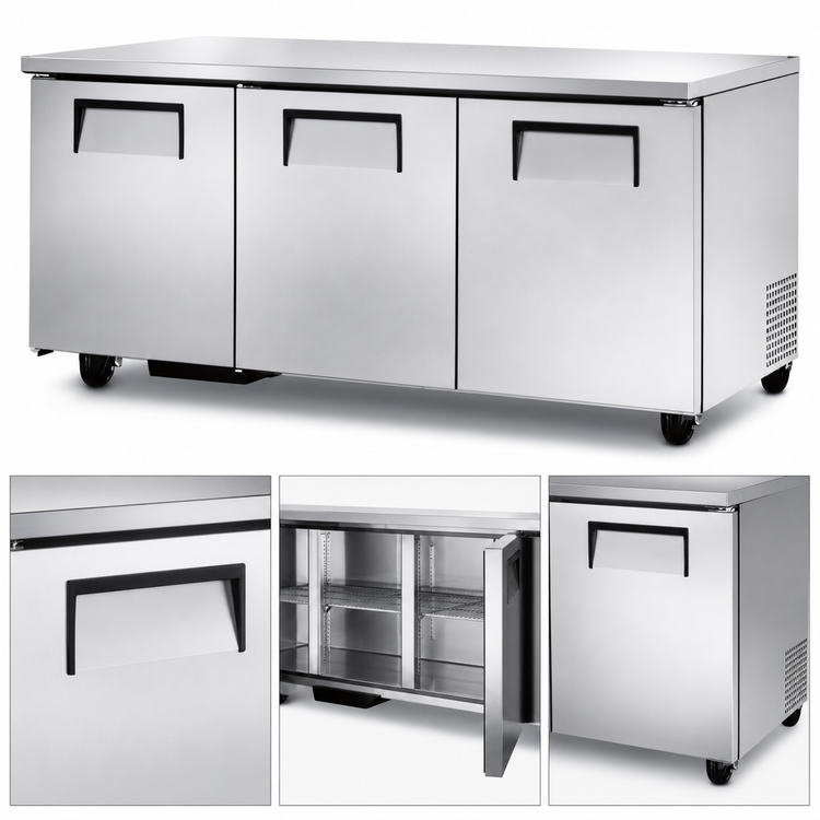 Product image #4 for True TUC-72-HC Three-Section Undercounter Refrigerator with Solid Doors, 72 Inch Wide