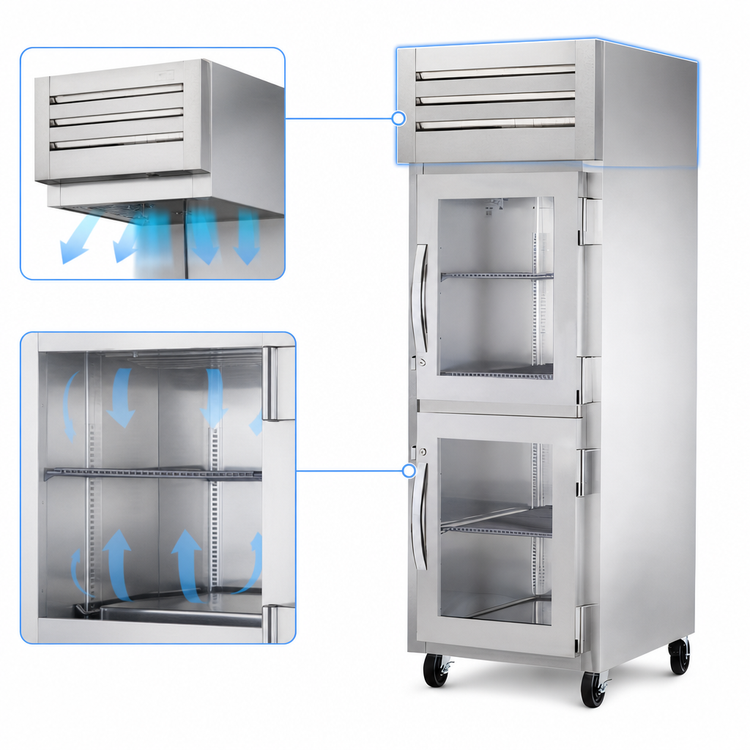 Product image #4 for True SPEC SERIES 1-Section Reach-In Refrigerator with 2 Glass Half Swing Doors, Stainless Steel Front, Aluminum Sides, and Top-Mounted Self-Contained R290 Refrigeration