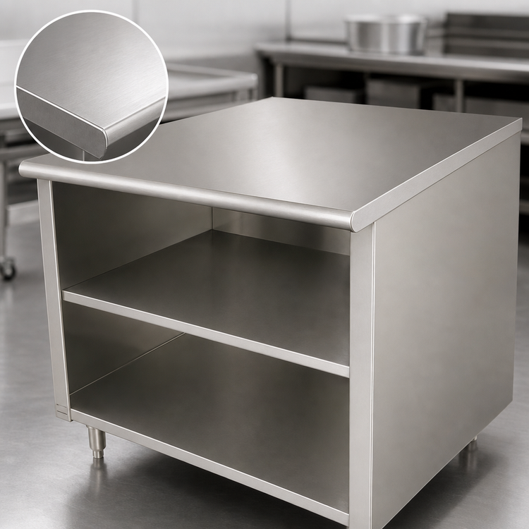 Product image #4 for Advance Tabco Special Value Economy Stainless Steel Open Front Cabinet Base Work Table with Mid-Shelf, 60"W x 30"D