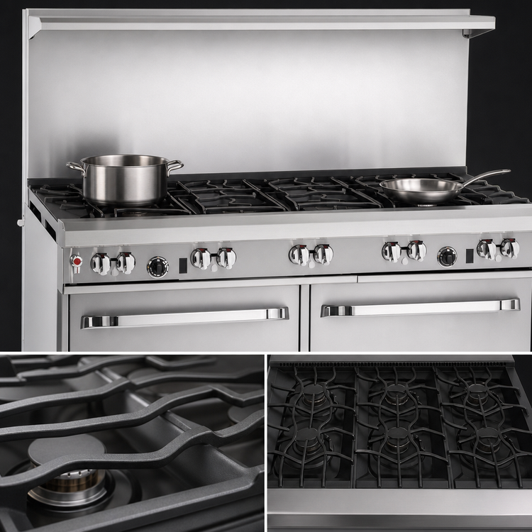Product image #4 for Southbend Ultimate 60-Inch Gas Restaurant Range with 9 Open Burners, 1 Standard Oven, Cabinet Base, and Hi-Shelf Backriser
