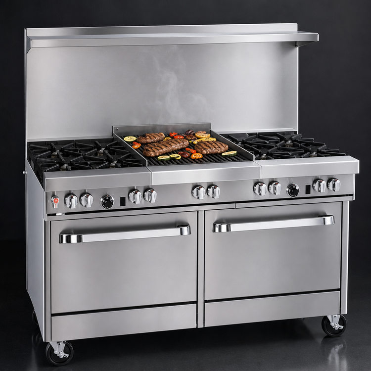 Product image #4 for Southbend Ultimate 60-Inch Gas Restaurant Range with 6 Open Burners, 24-Inch Charbroiler, and 2 Standard Ovens