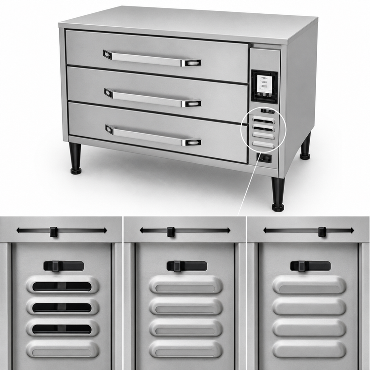 Product image #4 for Hatco HDW-1.5R2 Freestanding 3-Drawer Stainless Steel Split Drawer Warmer