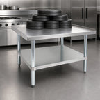 Thumbnail image #4 for Admiral Craft ES-3072 72-Inch Equipment Stand, 30-Inch Deep, 16-Gauge Stainless Steel Top, Galvanized Undershelf