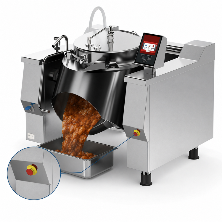 Product image #4 for Cucimix UCBTG082AV1 82 Gallon Gas Tilting Skillet Pressure Braising Pan with Automatic Mixer