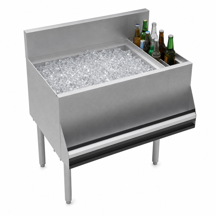 Product image #4 for Krowne Royal Series 30-Inch Underbar Combination Ice Bin with Bottle Well