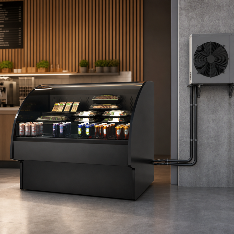 Product image #4 for Fusion® GLDSS443R 51-Inch Open Curved Countertop Refrigerated Self-Service Display Case, Remote DX Refrigeration