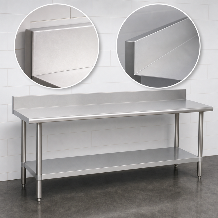 Product image #4 for Duke Manufacturing 84-Inch x 24-Inch Stainless Steel Commercial Work Table with 5-Inch Riser and Galvanized Undershelf