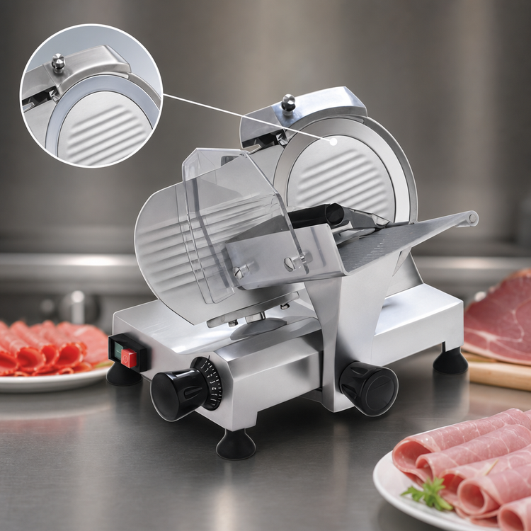 Product image #4 for Eurodib Manual Gravity-Feed Meat Slicer with 8-Inch Blade and Belt Drive