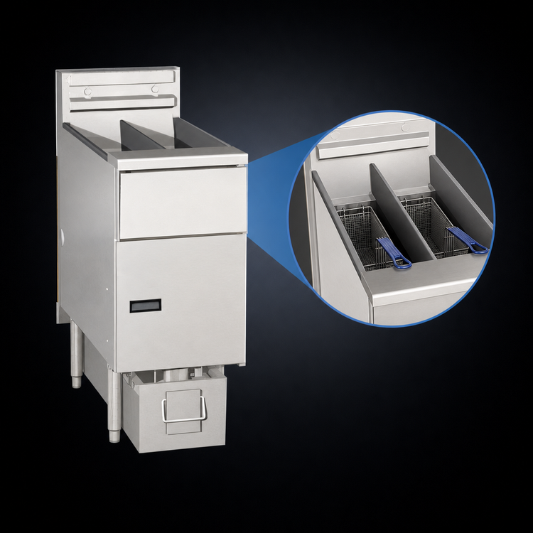 Product image #4 for Pitco Solstice Prepackaged Electric Twin-Tank Fryer System with SoloFilter, 17 kW