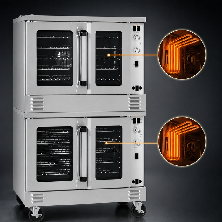 Product image #4 for Southbend Platinum Full-Size Double-Deck Electric Convection Oven, Standard Depth, Ventless, Independent Doors, 11 kW Per Deck