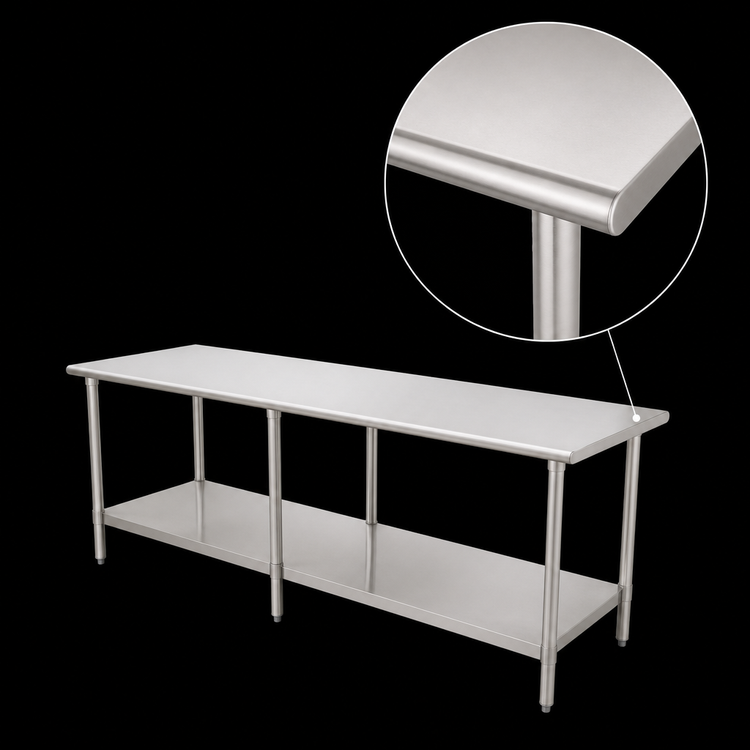 Product image #4 for Eagle Group Budget Series 144-Inch x 36-Inch 430 Stainless Steel Work Table with Adjustable Undershelf