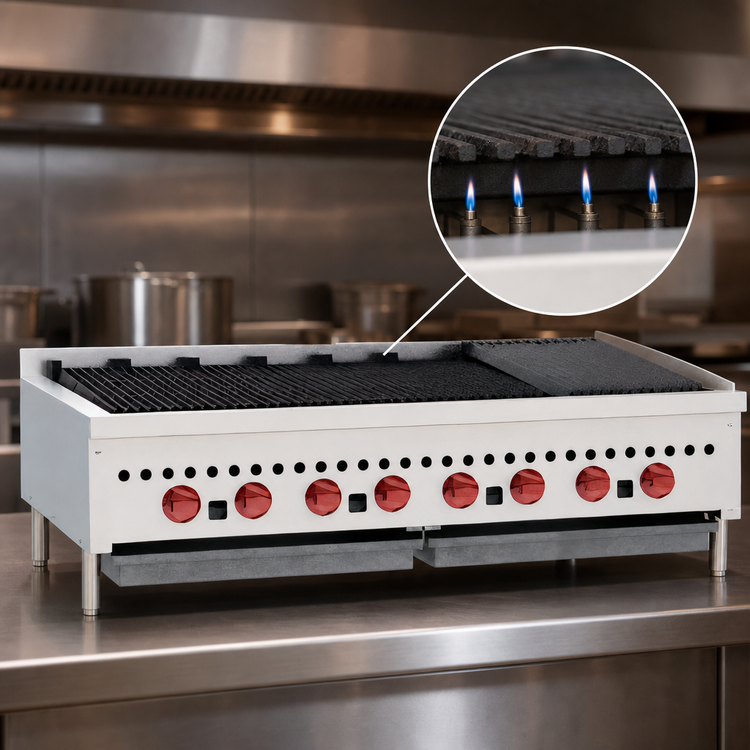 Product image #4 for Wolf SCB47 46-3/4 Inch Countertop Gas Charbroiler with 8 Burners and Cast Iron Radiants