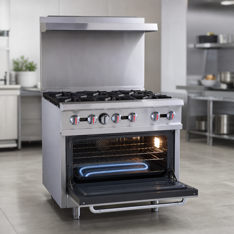Product image #4 for Serv-Ware 36-Inch Natural Gas Commercial Gas Range with Six Open Burners and Standard Oven
