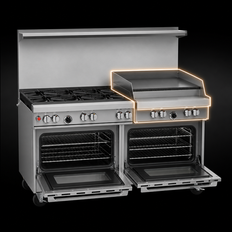 Product image #4 for Southbend Ultimate 60-Inch Gas Restaurant Range with 5 Open Burners, 24-Inch Griddle/Broiler, and 2 Standard Ovens