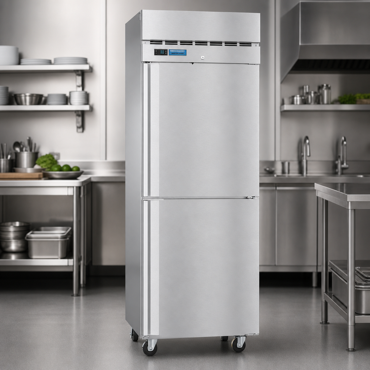 Product image #4 for Hoshizaki Steelheart One-Section Pass-Thru Refrigerator, 24.2 Cu. Ft., Half-Height Solid Doors, Top-Mount Self-Contained