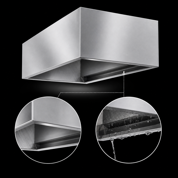 Product image #4 for SpecAIR 36" x 36" x 20" Ceiling-Mount Condensate Hood with Exhaust Duct, 304 Stainless Steel