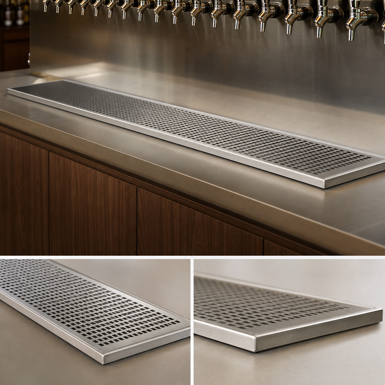 Product image #4 for Micro Matic Surface-Mount Stainless Steel Drip Tray Trough with Louvered Screen, 84 x 8 Inches