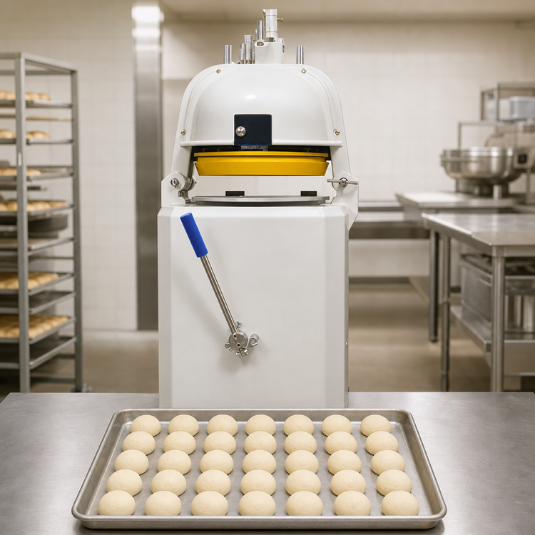 Product image #4 for BakeMax Semi-Automatic Bun Divider Rounder, 30-Piece, 1.41-4.23 oz. Range