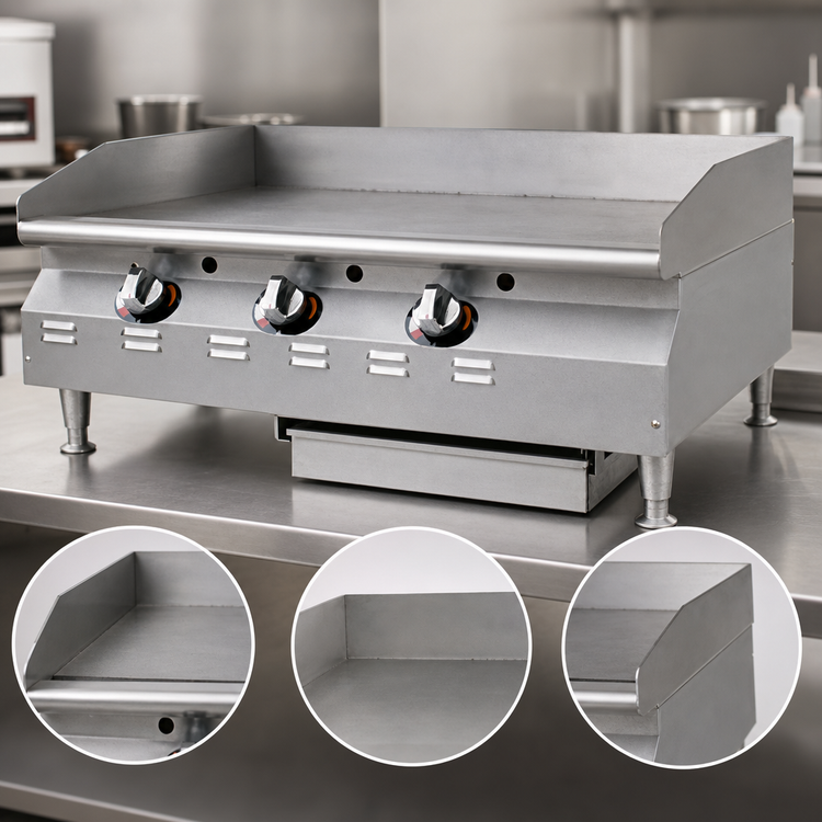Product image #4 for RedHots Chef's Line 36-Inch Countertop Natural Gas Griddle with Smooth Steel Plate