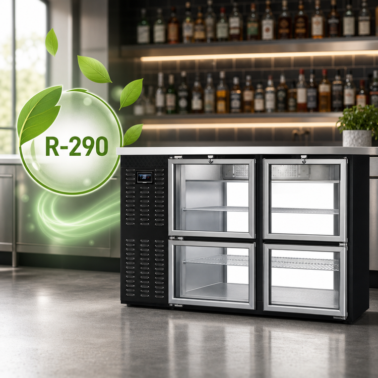 Product image #4 for Continental Refrigerator BB59NGDPT 59" Pass-Thru Refrigerated Back Bar Cooler with 4 Hinged Glass Doors