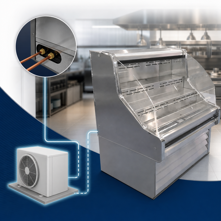 Product image #4 for Howard-McCray 35E Series Curved Glass Remote Open Merchandiser, 39-Inch Wide, Stainless Steel, LED Top