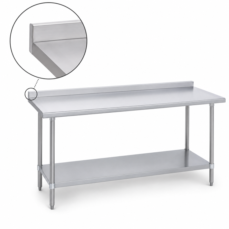 Product image #4 for Duke Supreme 84" x 36" Stainless Steel Work Table with 1-1/8" Straight Riser and Undershelf