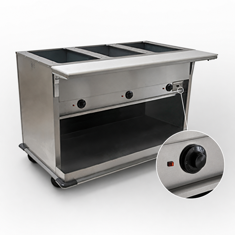 Product image #4 for Spec-Master Portable Electric Hot Food Table, 35-3/4-Inch Wide, 2 Wet/Dry Wells, Open Base