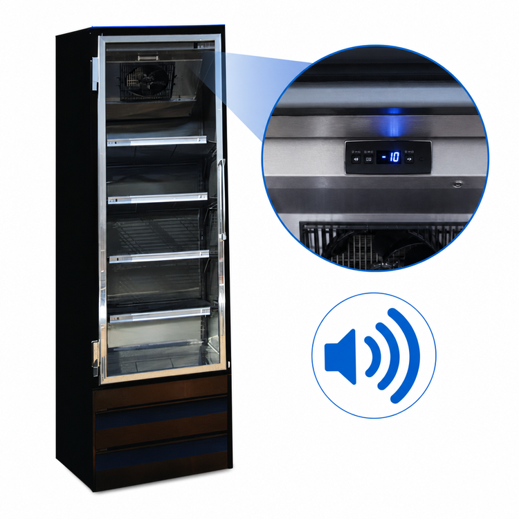 Product image #4 for Howard-McCray One-Section 22 Cu. Ft. Glass Door Frozen Food Merchandiser Freezer, Bottom-Mount Self-Contained, Hinged Door