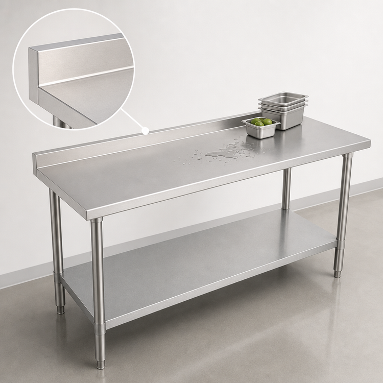 Product image #4 for Duke 108-Inch x 24-Inch Underbar Work Table with 1-1/8-Inch Straight Riser and Galvanized Undershelf