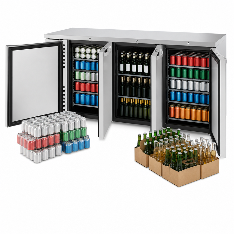 Product image #4 for True Premier Bar 84-Inch Three-Section Stainless Steel Back Bar Cooler with 3 Locking Solid Doors