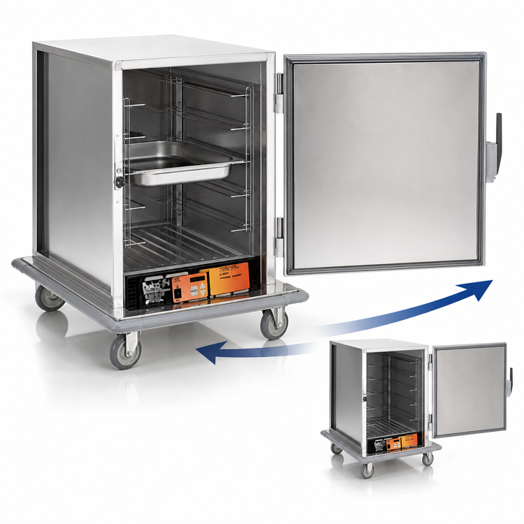 Product image #4 for Panco Narrow Half-Size Heated Holding Cabinet with Solid Door and Wire Universal Slides